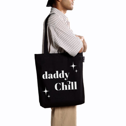 Daddy Chill | Black Zipper Tote Bag