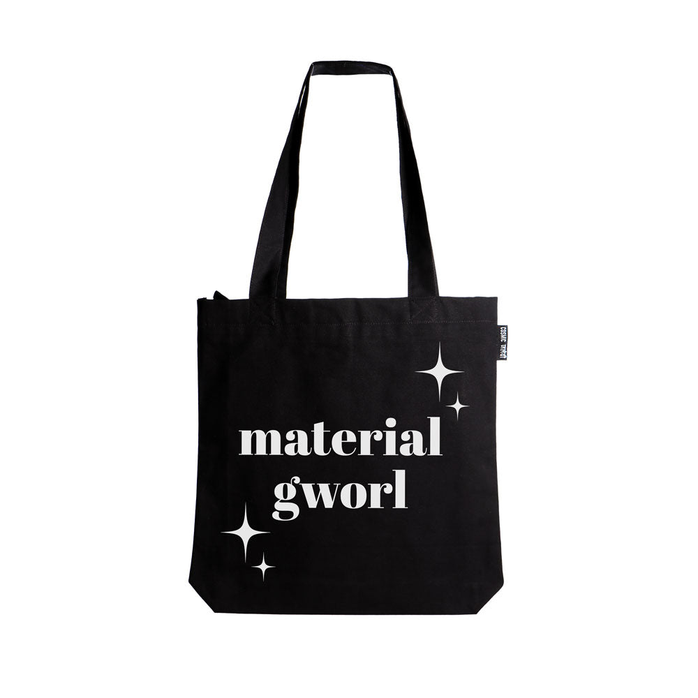 Material Girl | Black Zipper Tote Bag